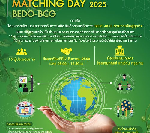 เชิญชวนร่วมงาน “BEDO-BCG Business Matching Day 2025” BEDO ชวนไปยกระดับธุรกิจจากทรัพยากรชีวภาพในงาน BEDO-BCG Business Matching Day 2025