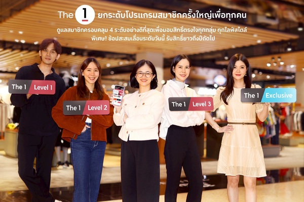 The 1 ยกระดับโปรแกรมสมาชิกครั้งใหญ่เพื่อทุกคน ดูแลสมาชิกครอบคลุม 4 ระดับอย่างดีที่สุด เพื่อมอบสิทธิ์ตรงใจทุกกลุ่ม ทุกไลฟ์สไตล์ พิเศษ! ช้อปสะสมเลื่อนระดับวันนี้ รับสิทธิ์ยาวถึงปีถัดไป